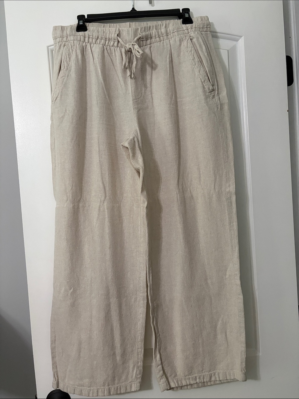 Women’s Cream Drawstring Linen Blend Pants